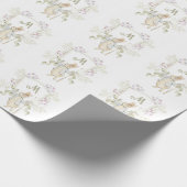 Gingham Peter het Konijnenblauw Monogram Baby show Cadeaupapier (Hoek)