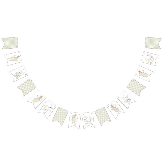 Gingham Peter het Konijnenblauw Monogram Baby show Vlaggetjes (Alle)