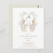 Gingham Peter the Rabbit Twins Baby shower Budget Briefkaart (Voorkant / Achterkant)
