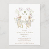 Gingham Peter the Rabbit Twins Baby shower Budget Briefkaart (Voorkant)