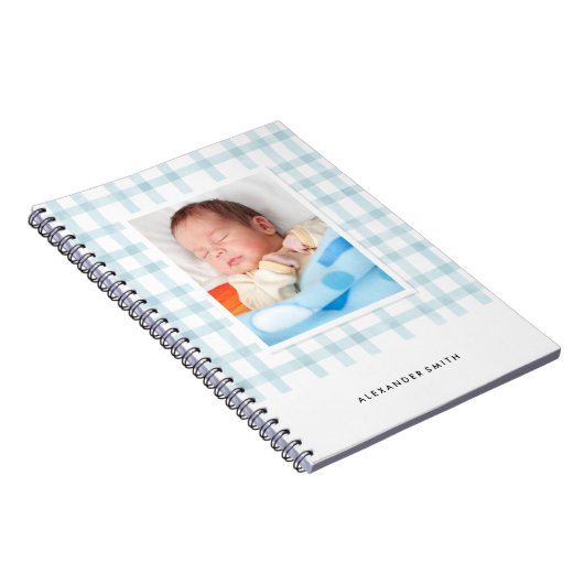 Gingham Photo Journal - Lichtblauw Notitieboek (Rechterzijde)