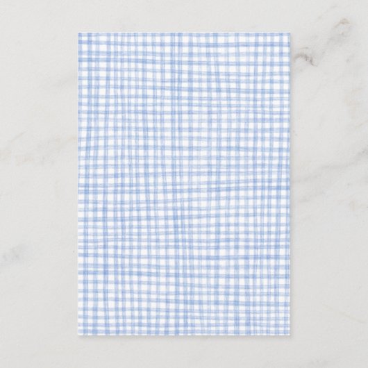 Gingham Picknick Modern Lief QR Bruidsmeisje Feest Informatiekaartje (Achterkant)