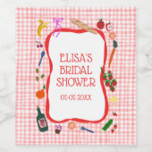 Gingham Picknick Modern Liefdevol Aangepaste Bruid Wijn Etiket (Enkel label)