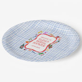 Gingham Picknick Modern Mooie Aangepaste Bruidsdou Papieren Bordje (Gekanteld)