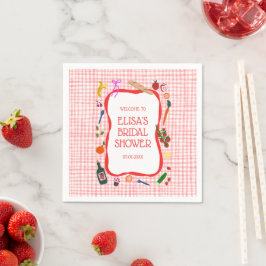Gingham Picknick Modern Mooie Aangepaste Bruidsdou Servet
