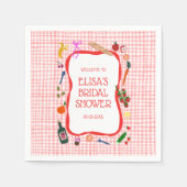 Gingham Picknick Modern Mooie Aangepaste Bruidsdou Servet (Voorkant)