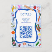 Gingham Picknick Modern Mooie Aangepaste QR Bruids Informatiekaartje (Voorkant)