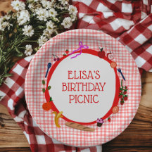 Gingham Picknick Modern Mooie Aangepaste VERJAARDA