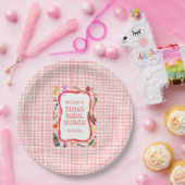 Gingham Picknick Moderne Cute Aangepaste Bruidsdou Papieren Bordje (Feest)