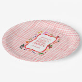 Gingham Picknick Moderne Cute Aangepaste Bruidsdou Papieren Bordje (Gekanteld)