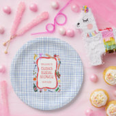 Gingham Picknick Moderne Cute Aangepaste Bruidsdou Papieren Bordje (Feest)