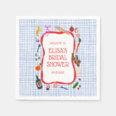 Gingham Picknick Moderne Cute Aangepaste Bruidsdou Servet (Voorkant)