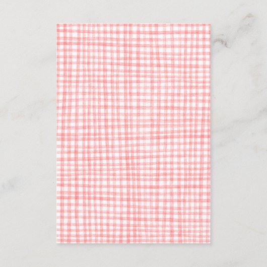 Gingham Picknick Moderne Cute Aangepaste QR Bruids Informatiekaartje (Achterkant)