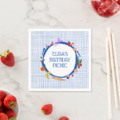 Gingham Picknick Moderne Cute Aangepaste VERJAARDA Servet (Insitu)