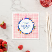 Gingham Picknick Moderne Cute Aangepaste VERJAARDA Servet (Insitu)