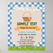  Gingham picknick thema flyer Poster (Voorkant)