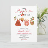 Gingham picknickmand appel van ons oog Baby shower Kaart (Staand voorkant)