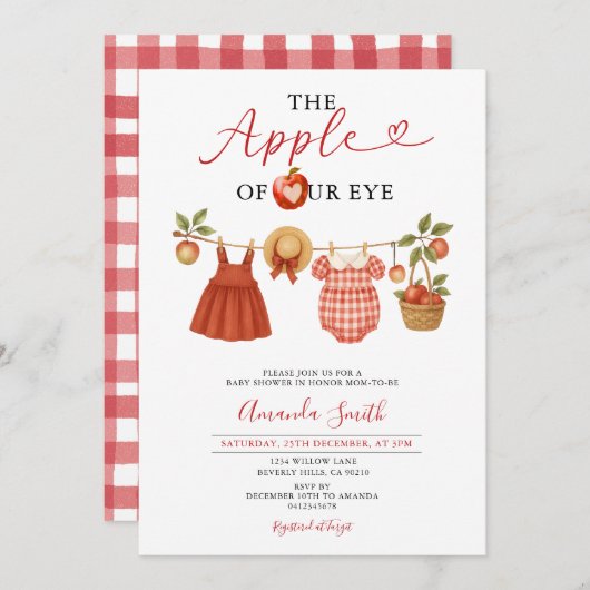 Gingham picknickmand appel van ons oog Baby shower Kaart (Voorkant / Achterkant)