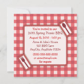 Gingham Picnic BBQ Uitnodiging (Voorkant)
