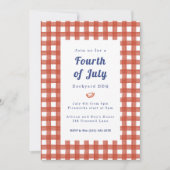 Gingham Picnic Blanket Fourth of Juli BBQ Kaart (Voorkant)