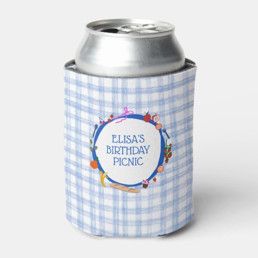 Gingham Picnic Modern Cute CUSTOM BIRTHDAY PARTY Blikjeskoeler (Blikje Voorkant)