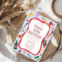 Gingham Picnic Modern Cute CUSTOM BIRTHDAY PARTY Kaart