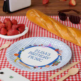 Gingham Picnic Modern Cute CUSTOM BIRTHDAY PARTY Papieren Bordje