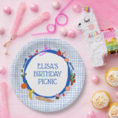 Gingham Picnic Modern Cute CUSTOM BIRTHDAY PARTY Papieren Bordje (Feest)