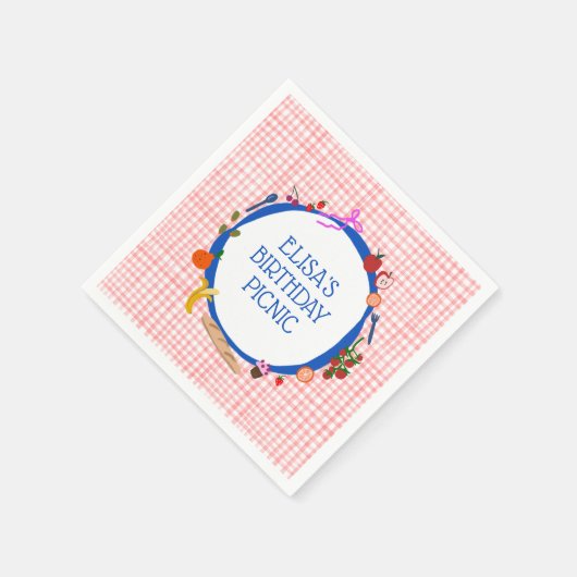 Gingham Picnic Modern Cute CUSTOM BIRTHDAY PARTY Servet (Hoek)