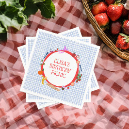 Gingham Picnic Modern Cute CUSTOM BIRTHDAY PARTY Servet