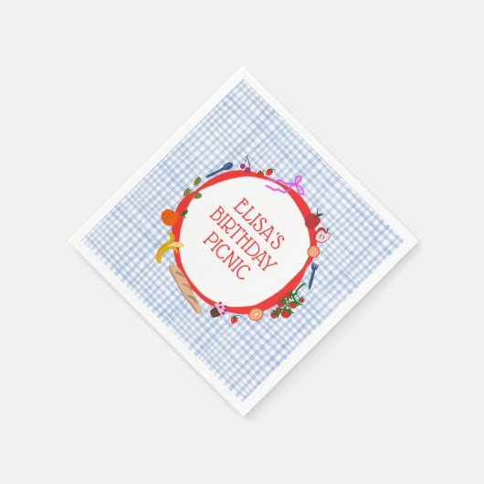 Gingham Picnic Modern Cute CUSTOM BIRTHDAY PARTY Servet (Hoek)