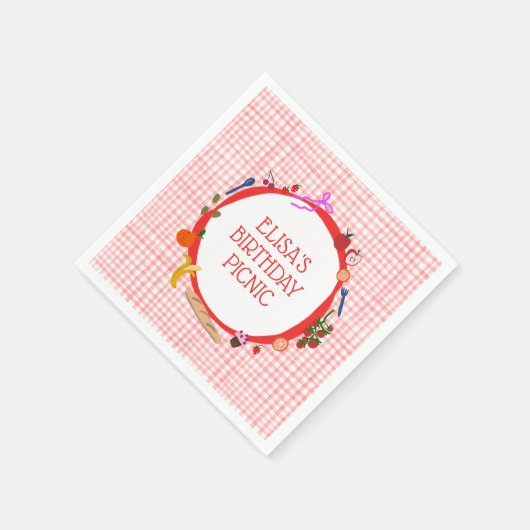 Gingham Picnic Modern Cute CUSTOM BIRTHDAY PARTY Servet (Hoek)