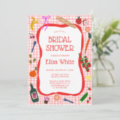 Gingham Picnic Modern Schattige AANGEPAST QR-Vrijg Kaart (Staand voorkant)