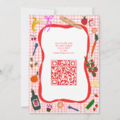 Gingham Picnic Modern Schattige AANGEPAST QR-Vrijg Kaart (Achterkant)
