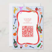 Gingham Picnic Modern Schattige AANGEPAST QR-Vrijg Kaart (Achterkant)
