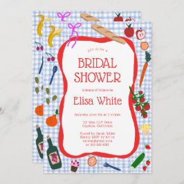 Gingham Picnic Modern Schattige AANGEPAST QR-Vrijg Kaart