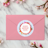 Gingham Picnic Modern Schattige AANGEPAST VERJAARD Ronde Sticker