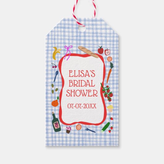 Gingham Picnic Modern Schattige Vrijgezellenfeest  Cadeaulabel (Voorkant)