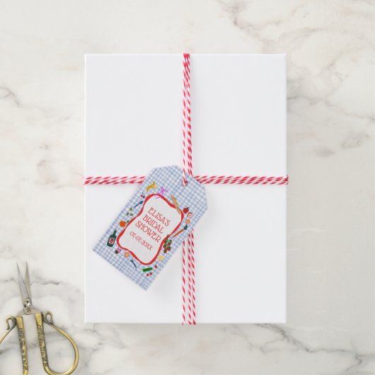 Gingham Picnic Modern Schattige Vrijgezellenfeest  Cadeaulabel (Met Touw)