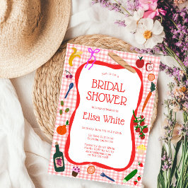 Gingham Picnic Modern Schattige Vrijgezellenfeest  Kaart