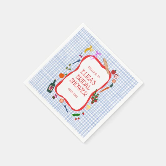 Gingham Picnic Modern Schattige Vrijgezellenfeest  Servet (Hoek)