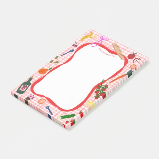 Gingham Picnic Schattigee CUSTOM boodschappenlijst Post-it® Notes (Schuin)