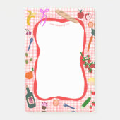 Gingham Picnic Schattigee CUSTOM boodschappenlijst Post-it® Notes (Voorkant)