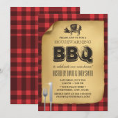 Gingham Pig Roast Housewarming BBQ Kaart (Voorkant / Achterkant)