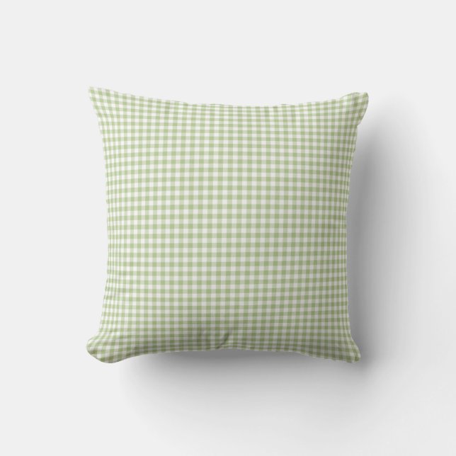 Gingham Pillow in Margarita Green Kussen (Voorkant)