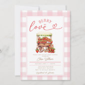 Gingham Pink Berry verliefd op baby shower Kaart (Voorkant)