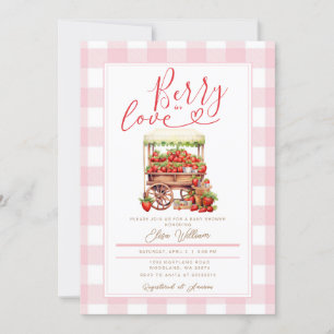 Gingham Pink Berry verliefd op baby shower Kaart