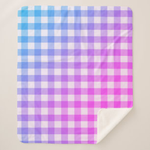 Gingham Pink Blue Modern Simple Check Sherpa Deken
