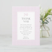 Gingham Pink Bow Baby Girl Thank You Card Kaart (Staand voorkant)