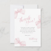 Gingham Pink Bow Baby shower bedankkaart (Voorkant)